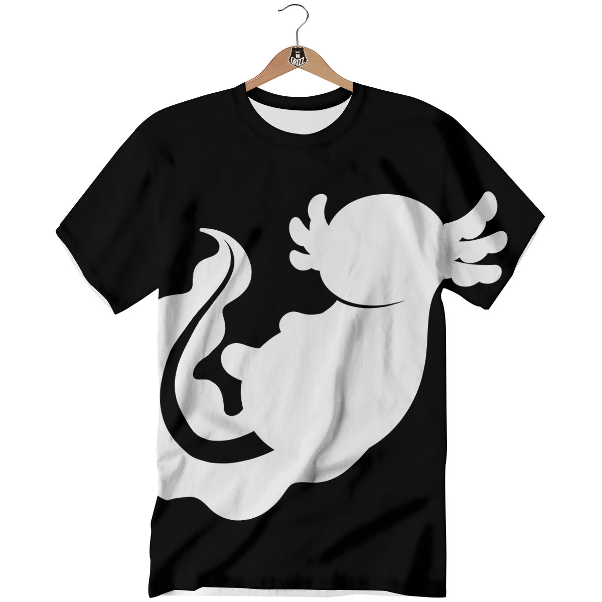 Axolotl White And Black Print T-Shirt-grizzshop