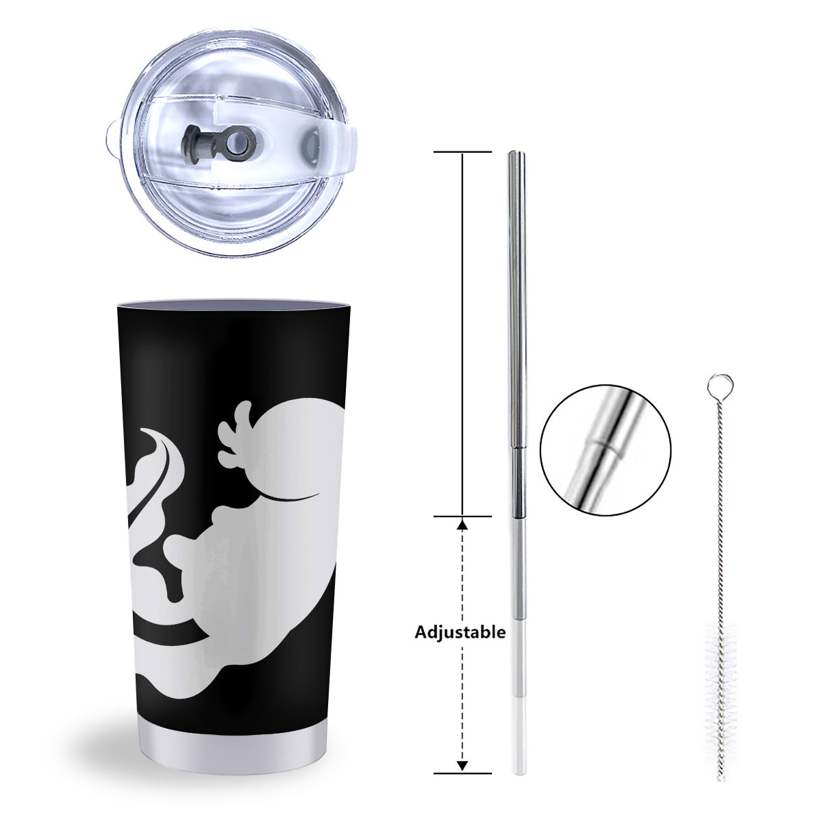 Axolotl White And Black Print Tumbler-grizzshop