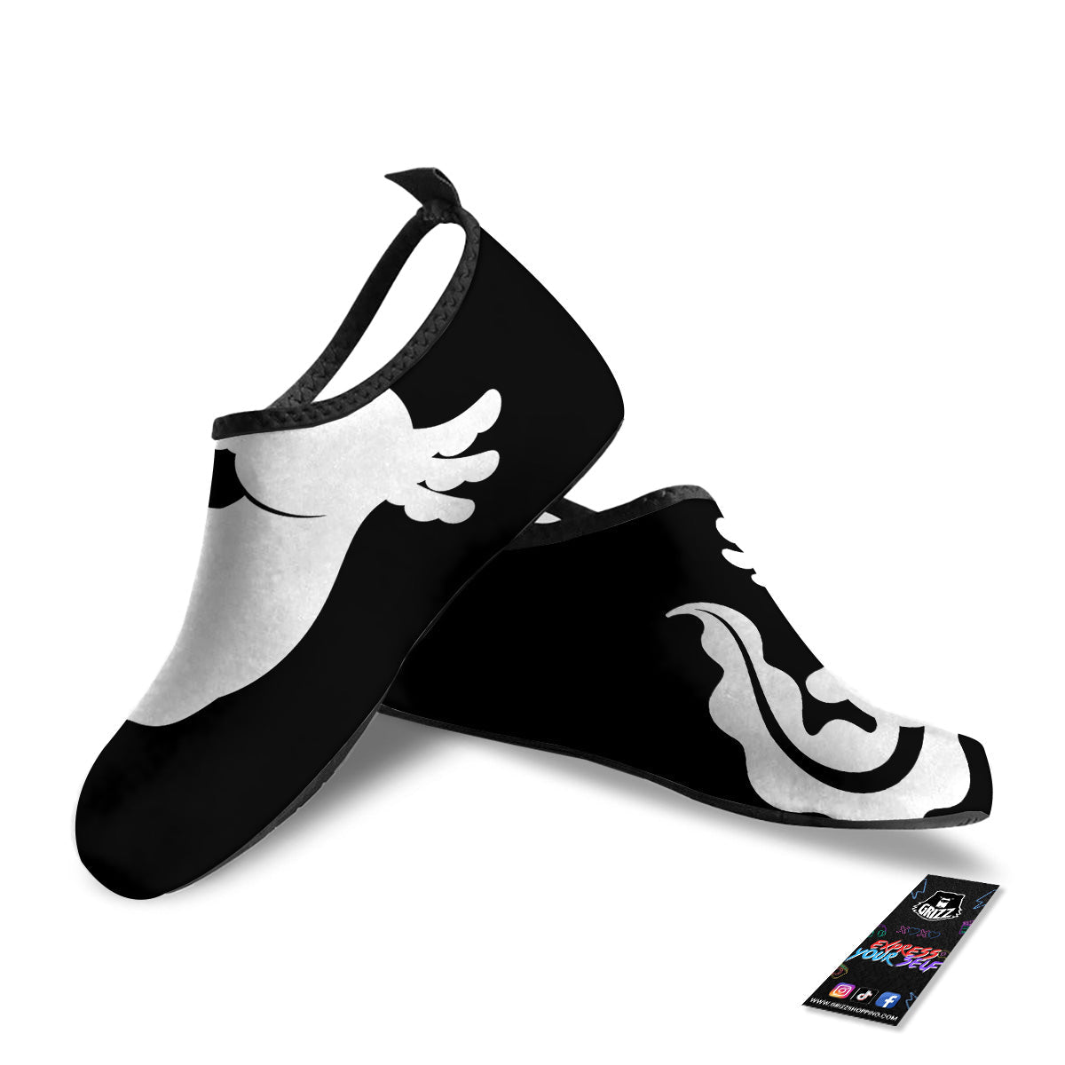 Axolotl White And Black Print Water Shoes-grizzshop