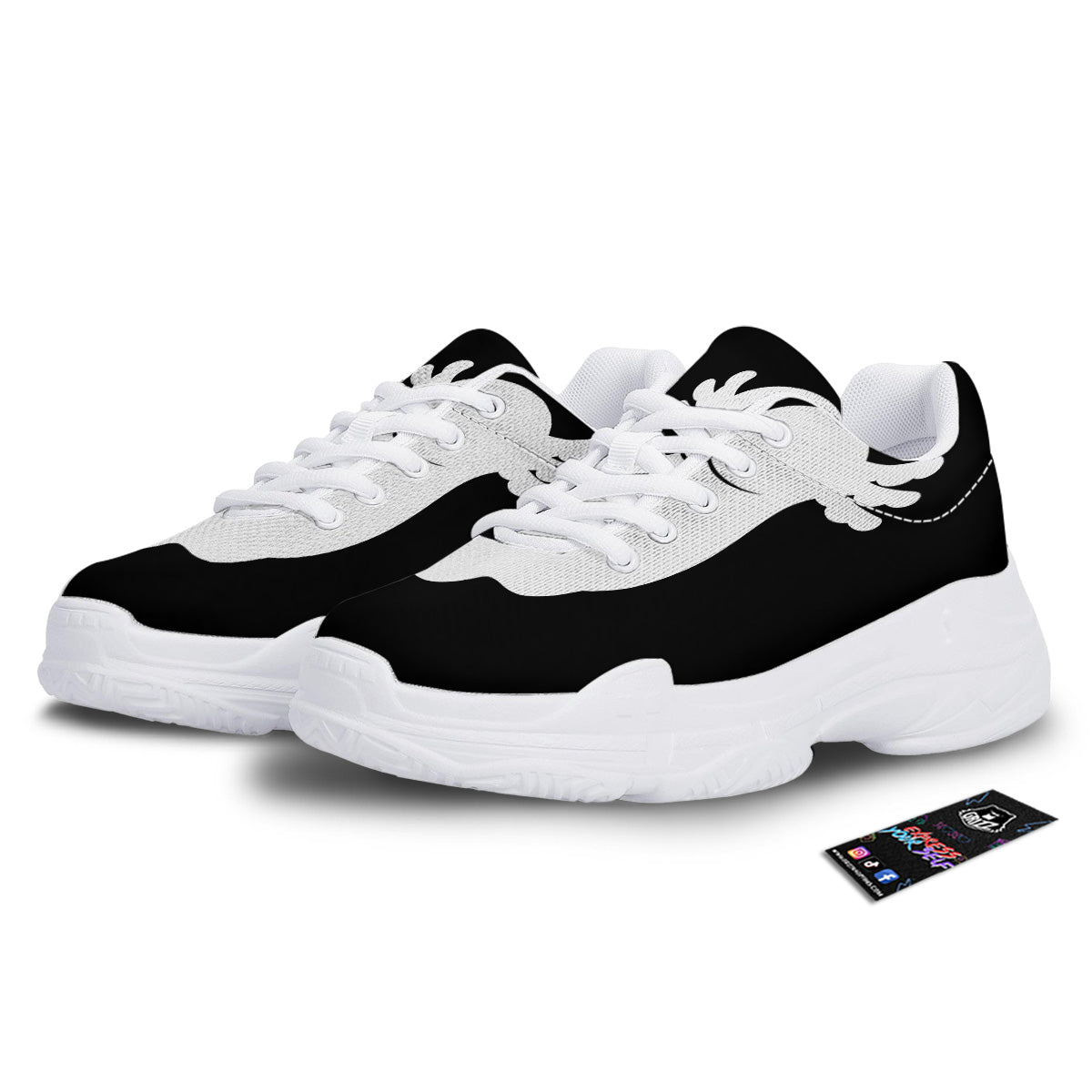 Axolotl White And Black Print White Chunky Shoes-grizzshop