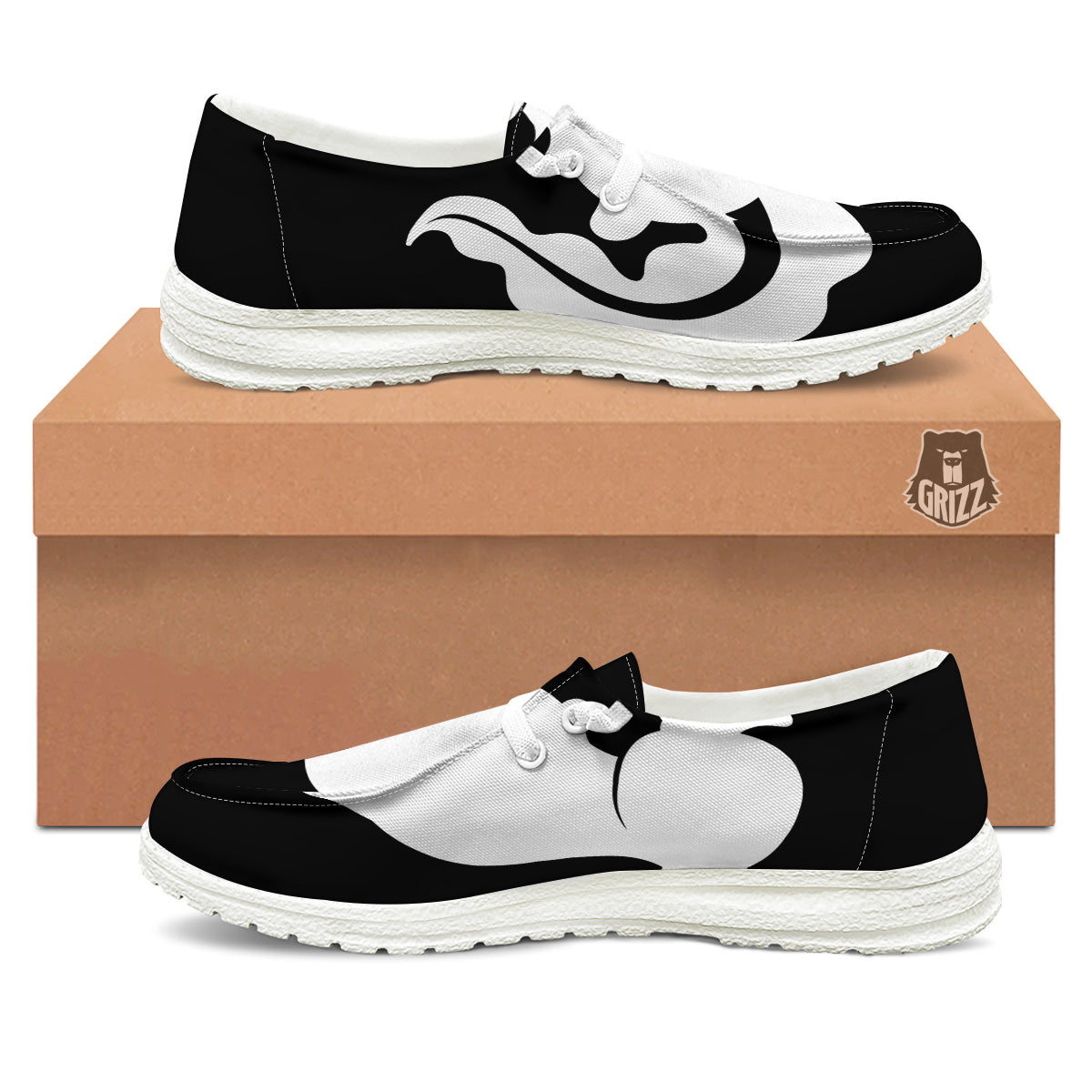 Axolotl White And Black Print White Loafers-grizzshop
