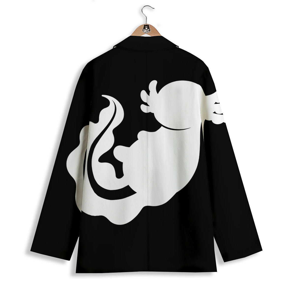 Axolotl White And Black Print Women's Blazer-grizzshop