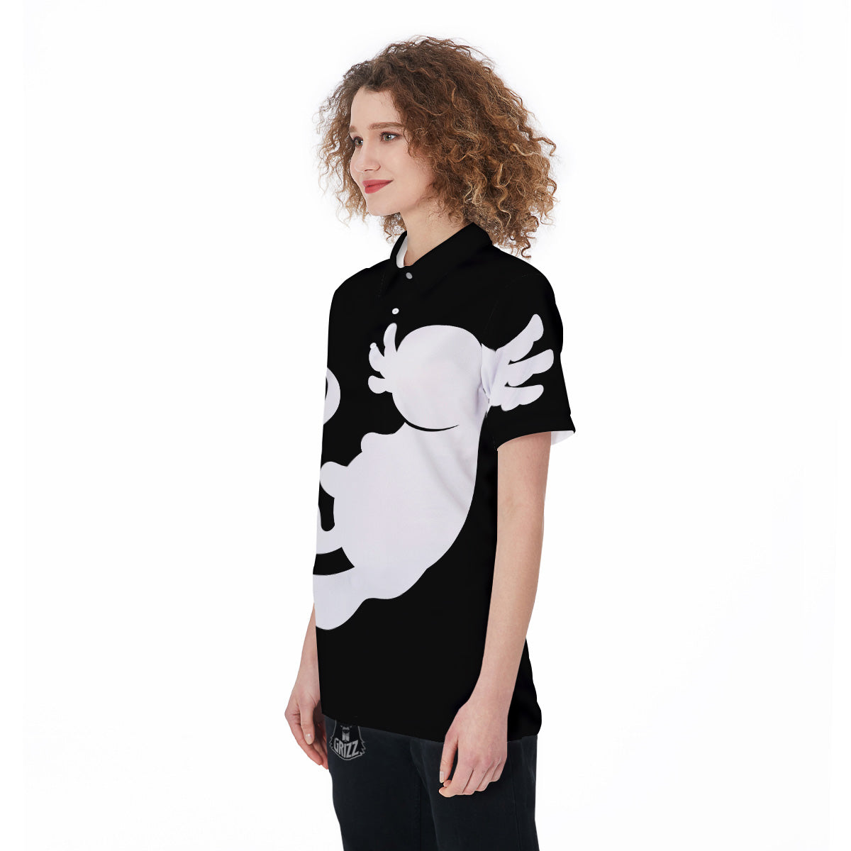 Axolotl White And Black Print Women's Golf Shirts-grizzshop