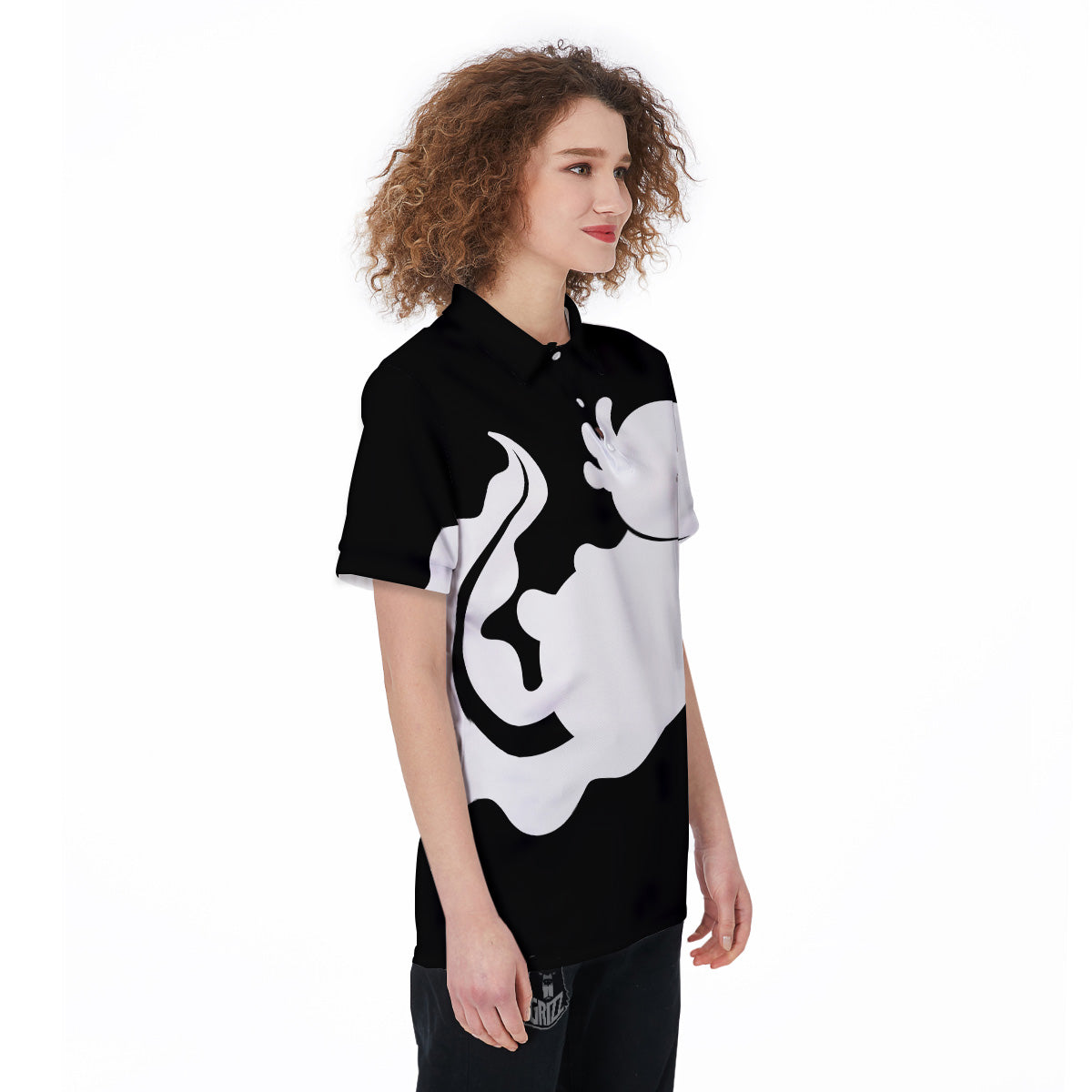 Axolotl White And Black Print Women's Golf Shirts-grizzshop