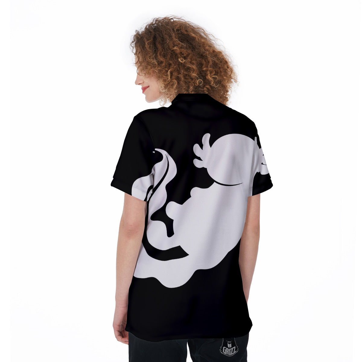 Axolotl White And Black Print Women's Golf Shirts-grizzshop