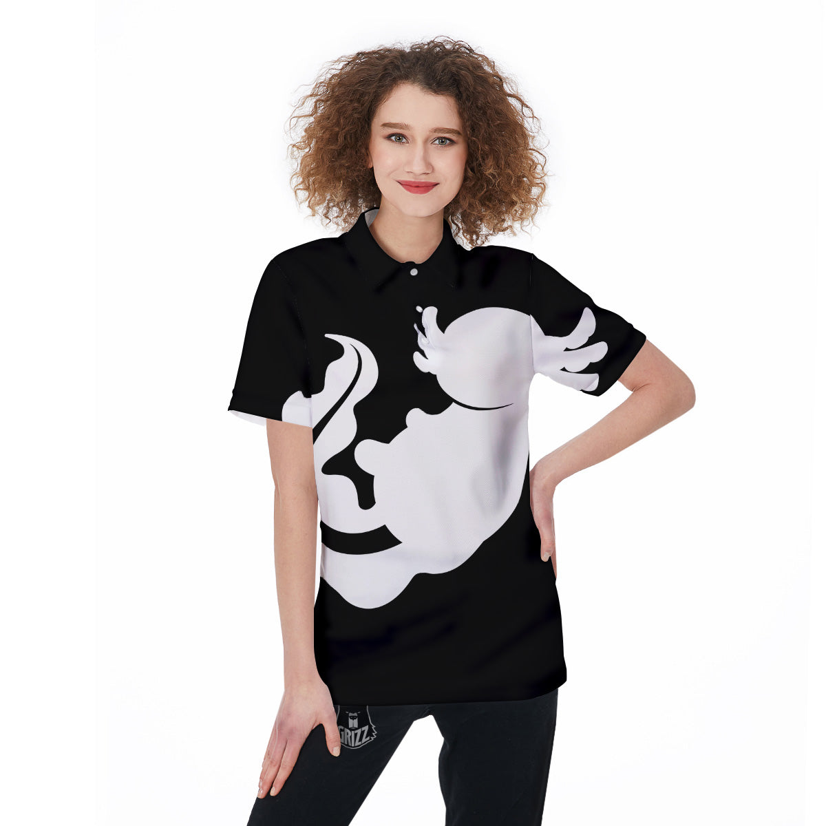 Axolotl White And Black Print Women's Golf Shirts-grizzshop