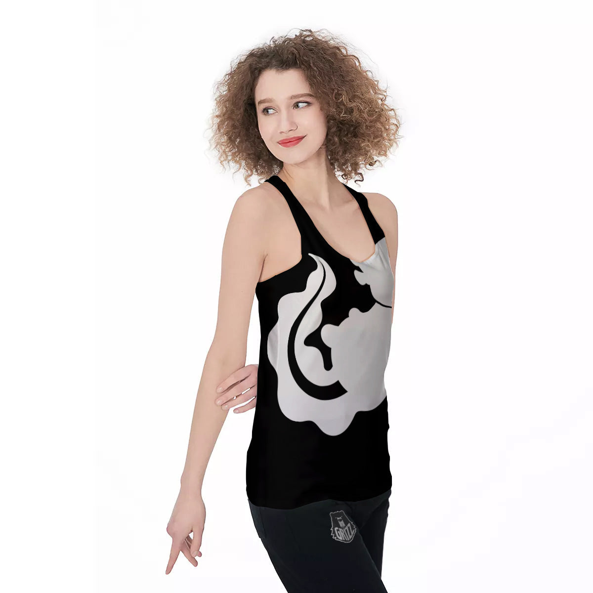 Axolotl White And Black Print Women's Racerback Tank Top-grizzshop