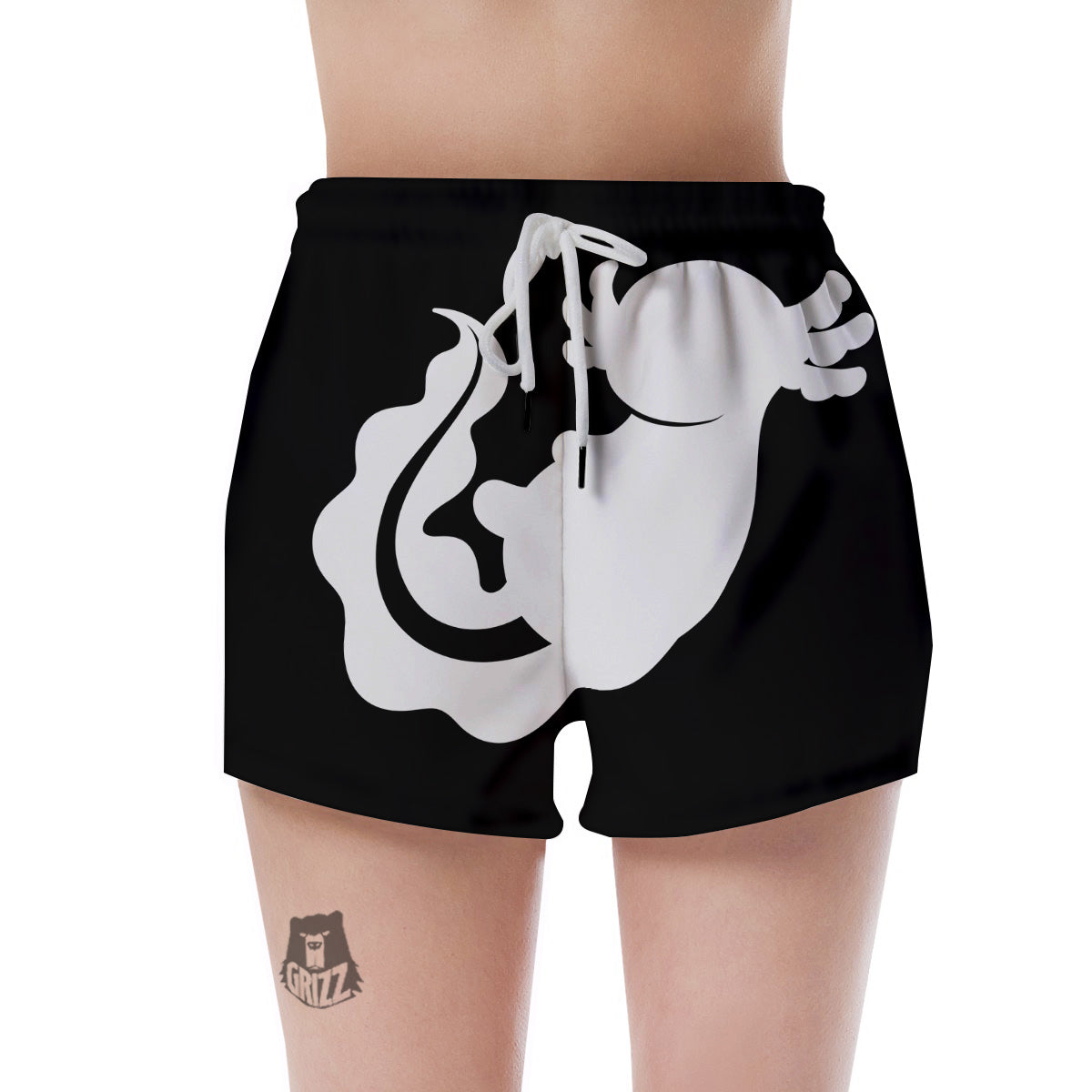 Axolotl White And Black Print Women's Shorts-grizzshop
