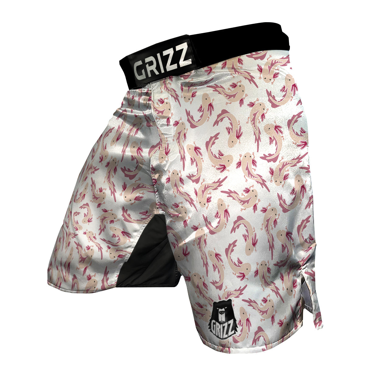 Axolotl White Pattern Print MMA Shorts-grizzshop