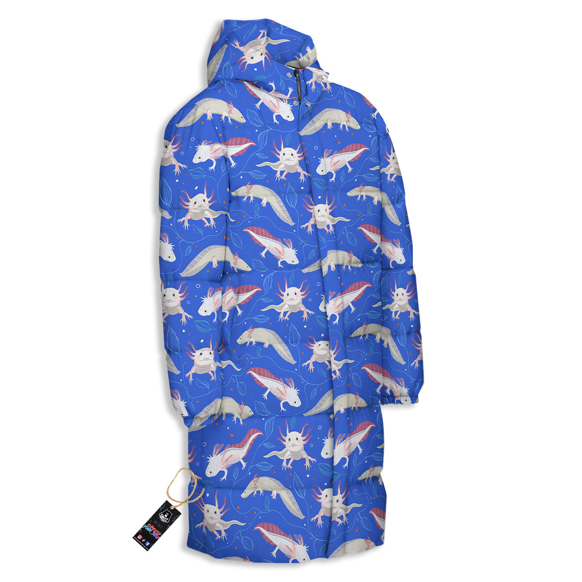 Axolotl Blue Print Pattern Long Down Jacket