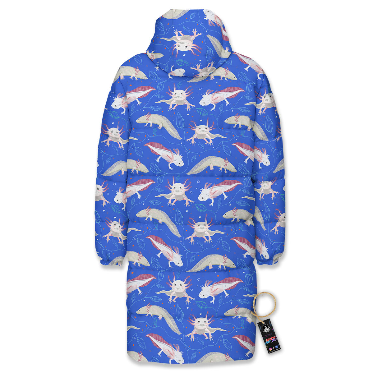 Axolotl Blue Print Pattern Long Down Jacket