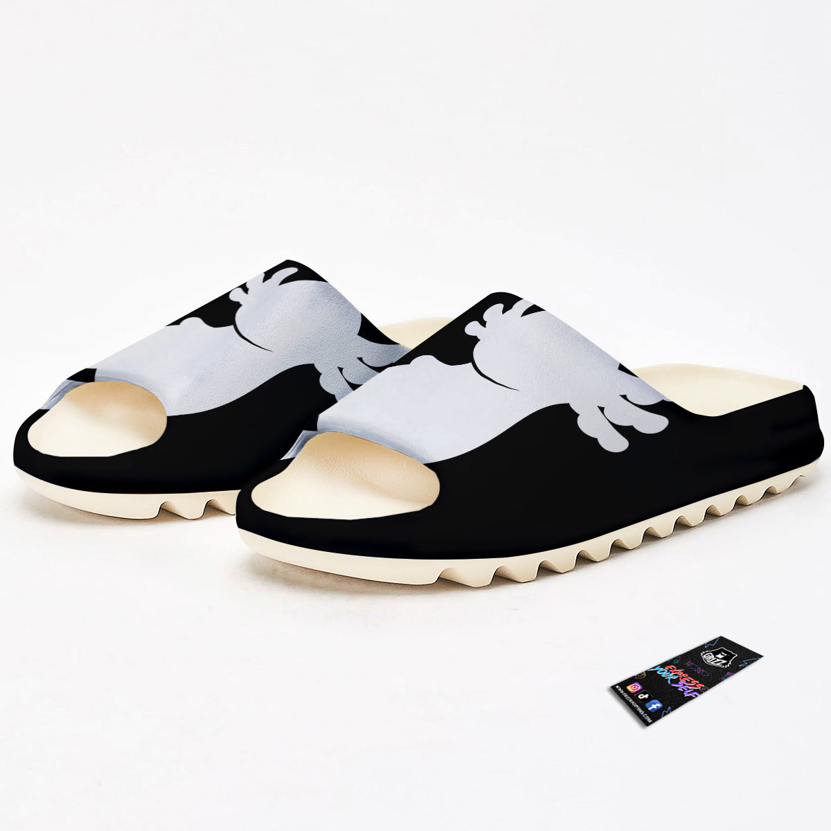 Axolotl White And Black Print Sandals-grizzshop