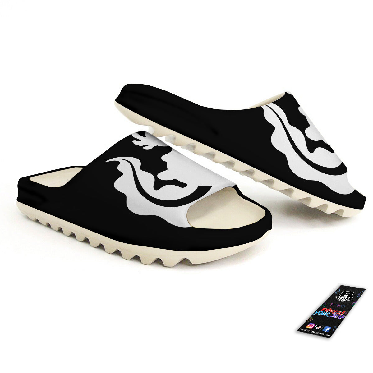 Axolotl White And Black Print Sandals-grizzshop