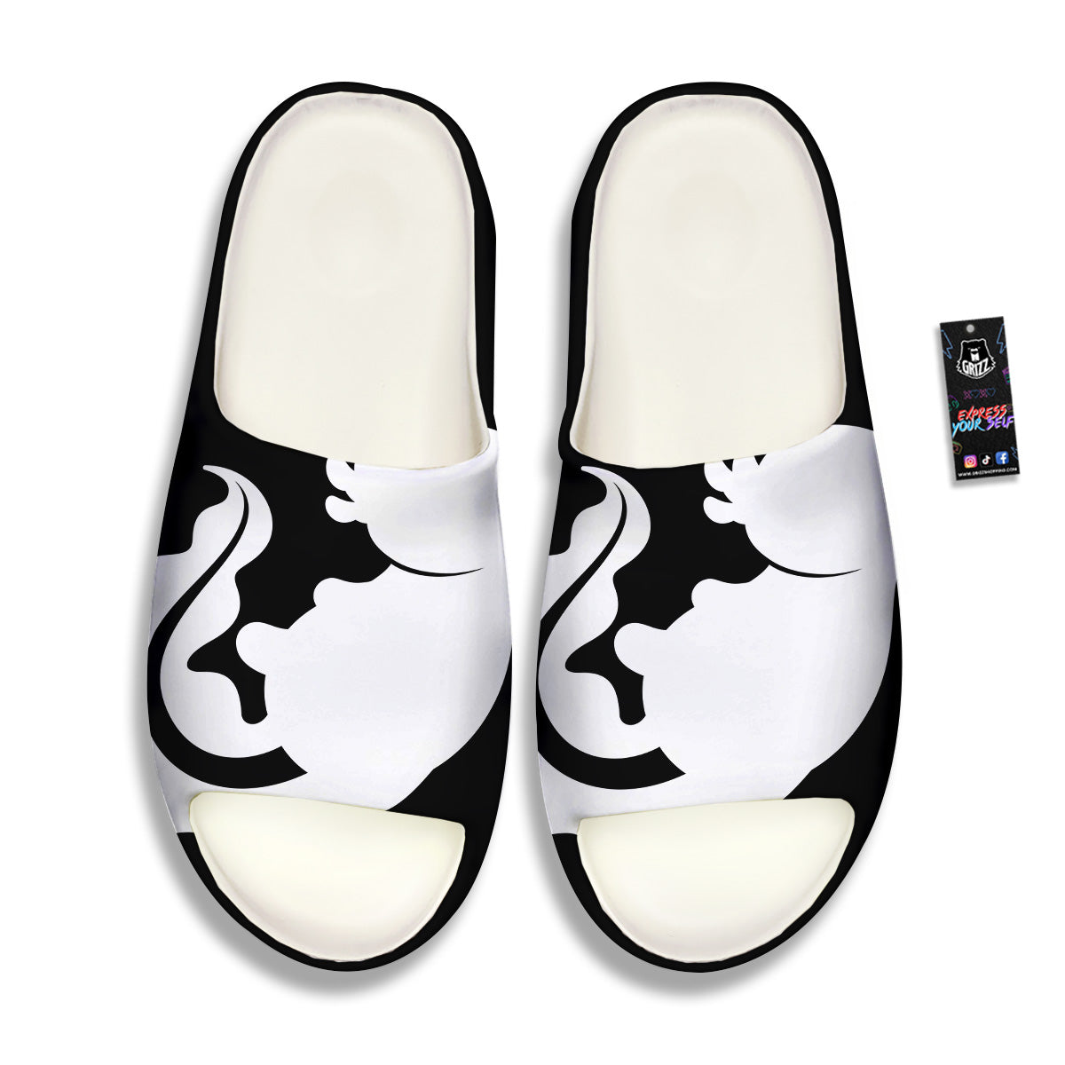 Axolotl White And Black Print Sandals-grizzshop