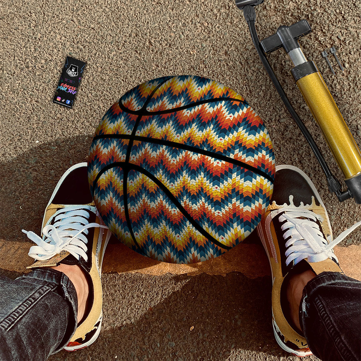 Aztec American Print Pattern Basketball-grizzshop