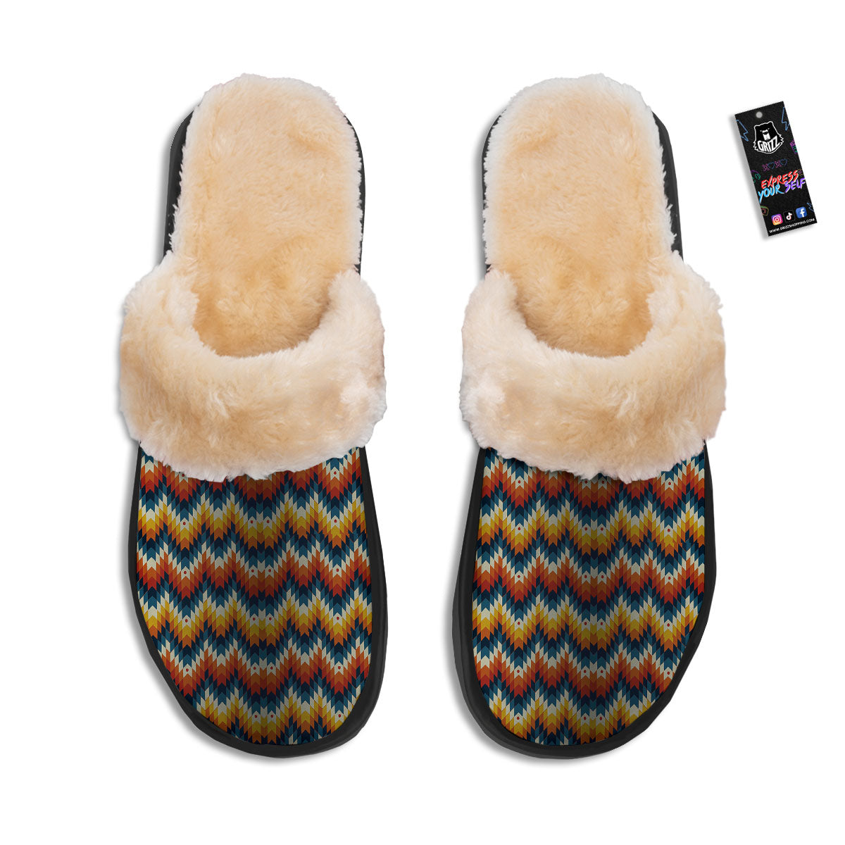 Aztec American Print Pattern Slippers-grizzshop