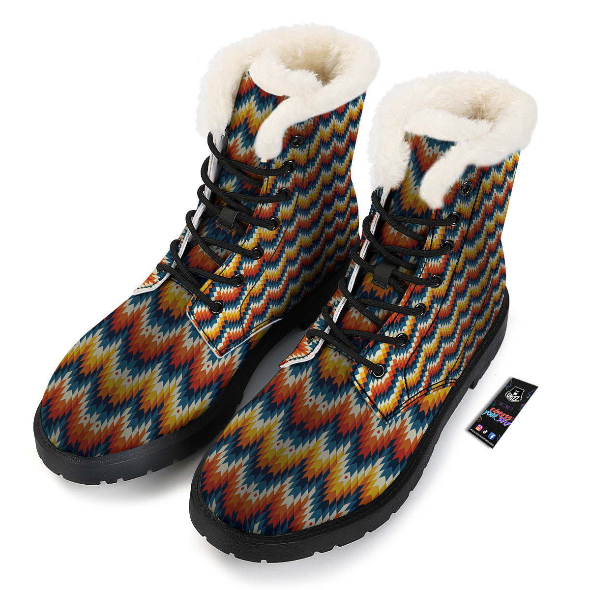 Aztec American Print Pattern Winter Boots-grizzshop