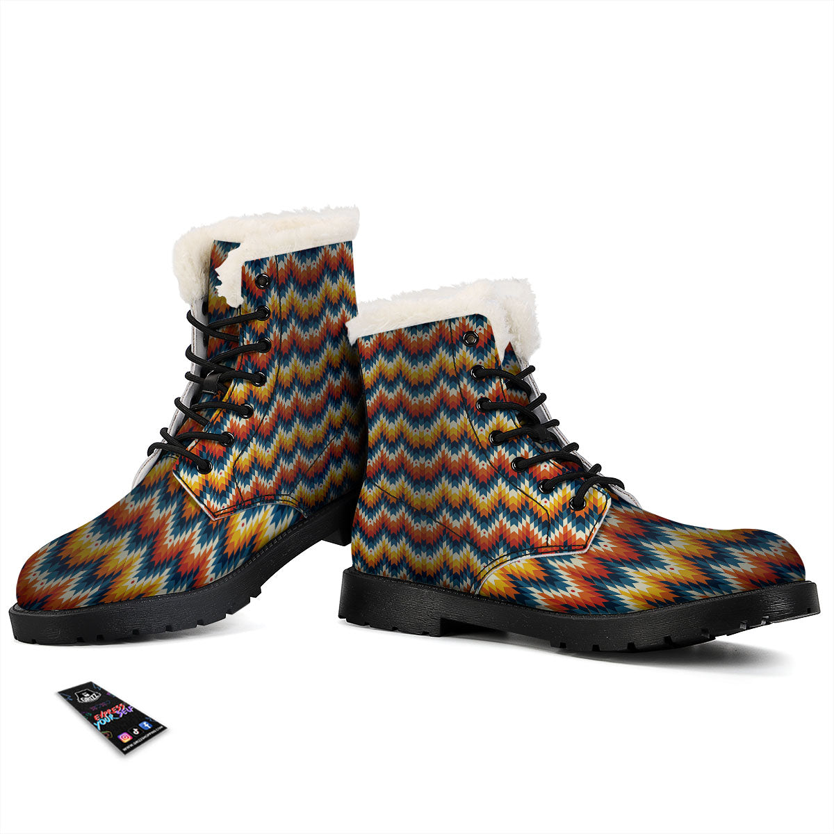 Aztec American Print Pattern Winter Boots-grizzshop