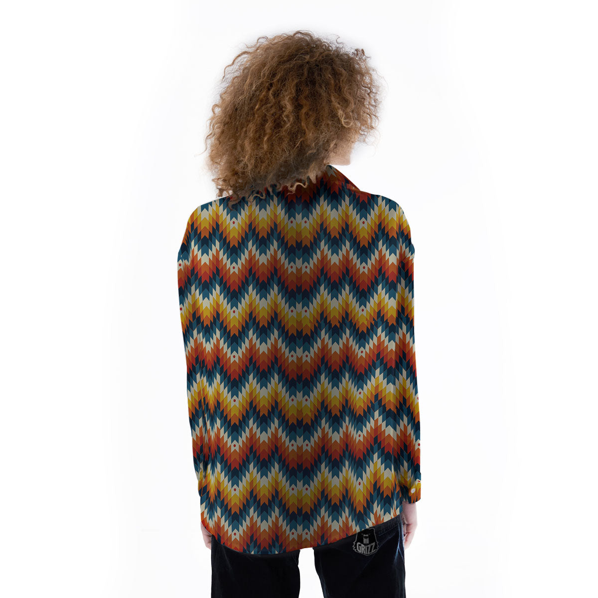 Aztec American Print Pattern Women's Long Sleeve Shirts-grizzshop