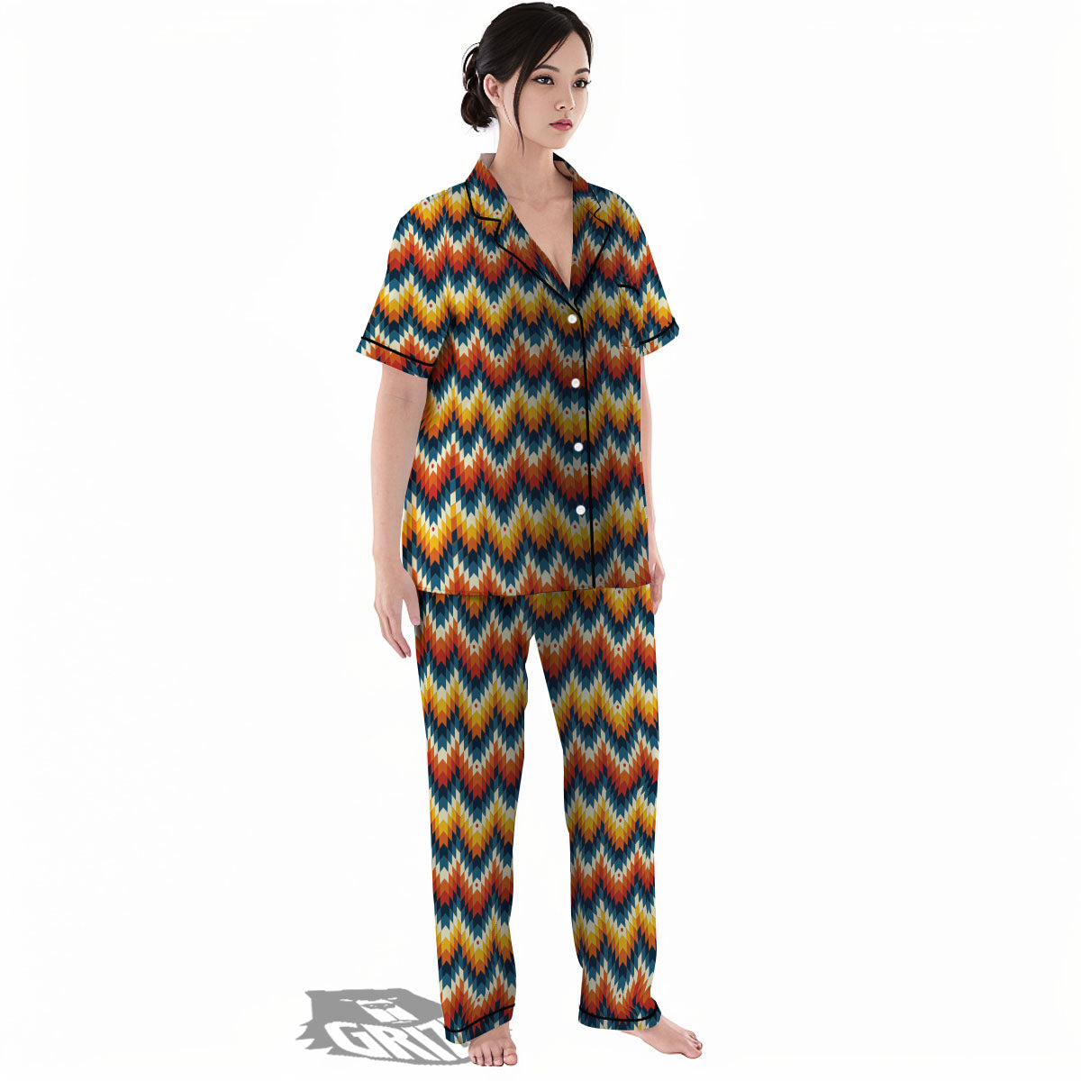 Aztec American Print Pattern Women's Pajamas Set-grizzshop