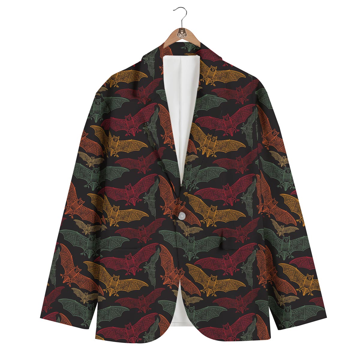 Aztec Bat Halloween Pattern Print Men's Blazer-grizzshop