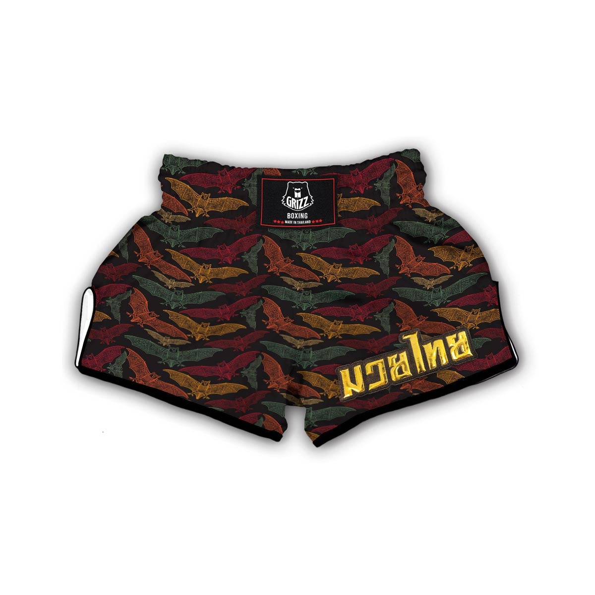 Aztec Bat Halloween Pattern Print Muay Thai Boxing Shorts-grizzshop