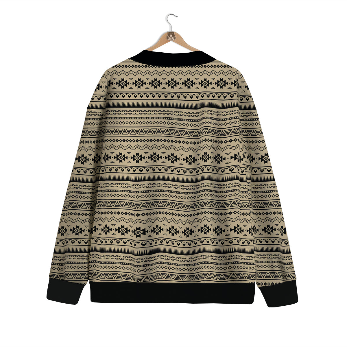 Aztec Beige And Black Print Pattern Cardigan-grizzshop