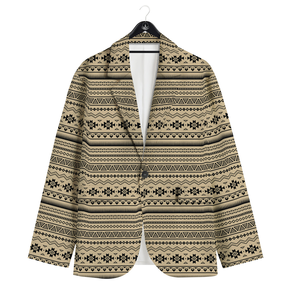 Aztec Beige And Black Print Pattern Men's Sport Coat-grizzshop