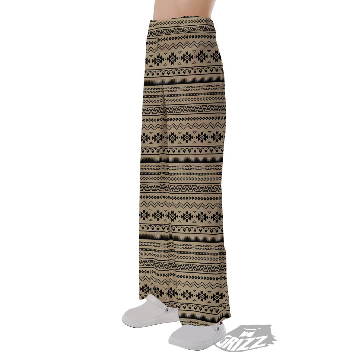 Aztec Beige And Black Print Pattern Pajama Pants-grizzshop