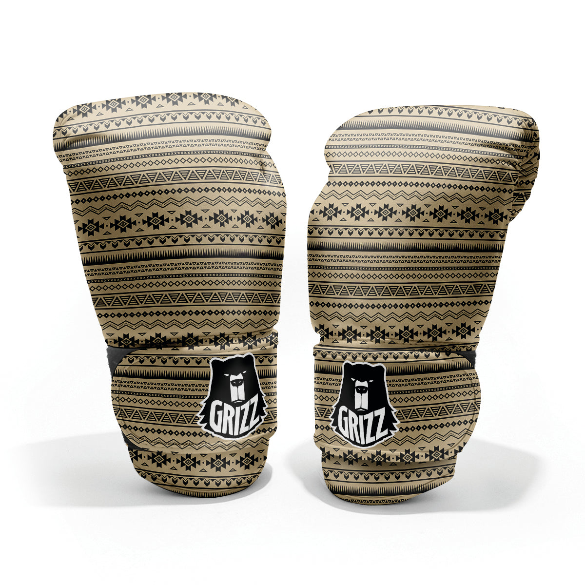 Aztec Beige And Black Print Pattern Pro Boxing Glove
