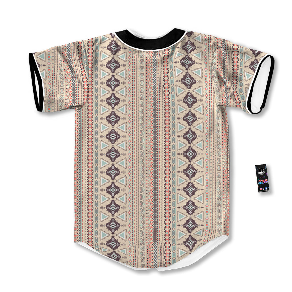 Aztec Beige Print Pattern Baseball Jersey-grizzshop