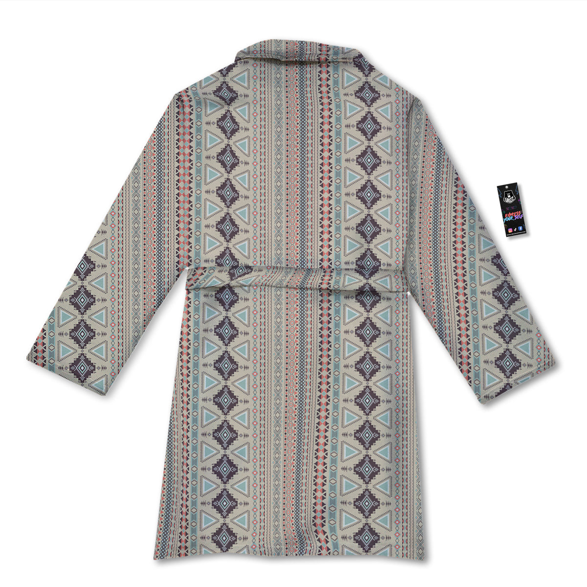 Aztec Beige Print Pattern Bathrobe-grizzshop