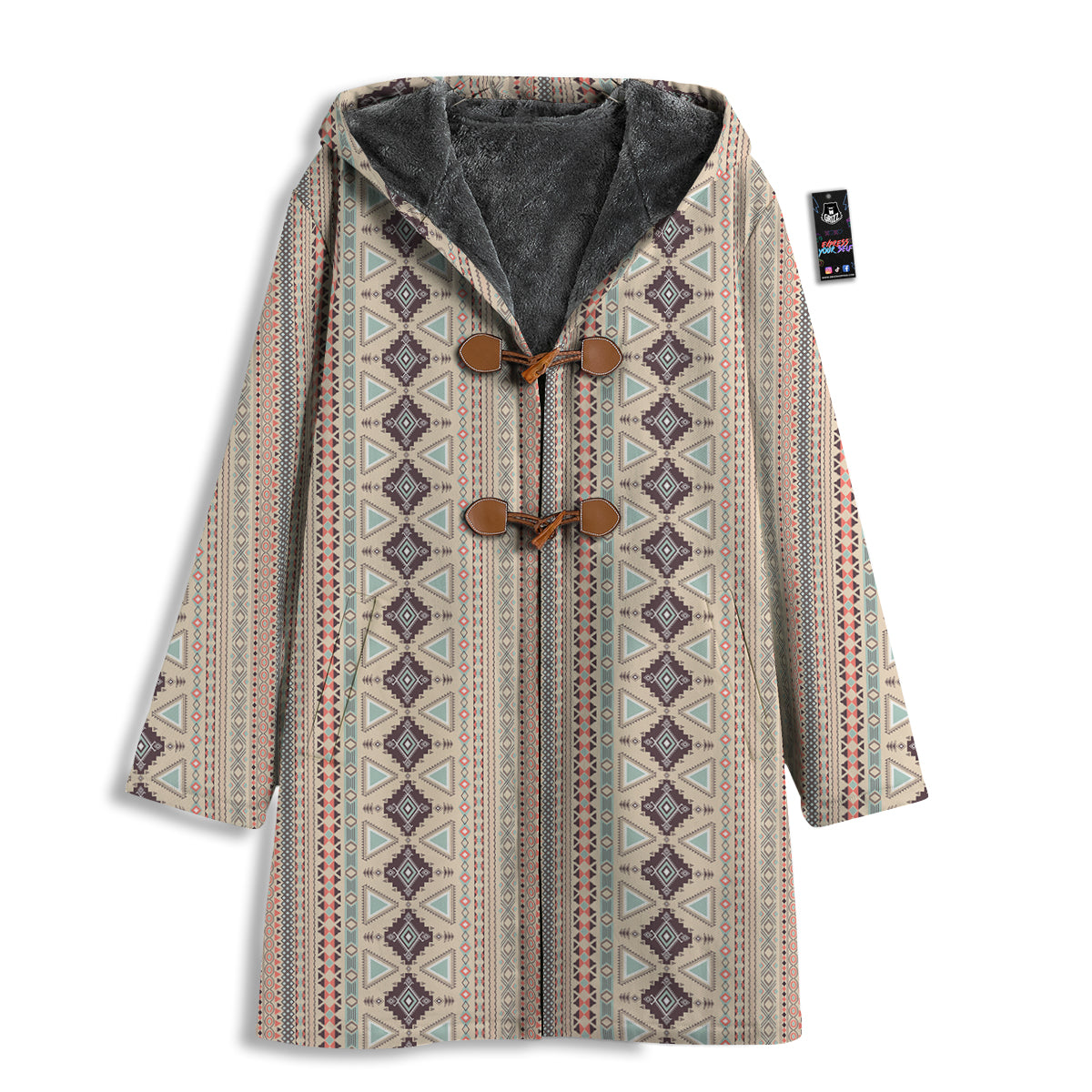 Aztec Beige Print Pattern Men's Windbreaker Jacket-grizzshop