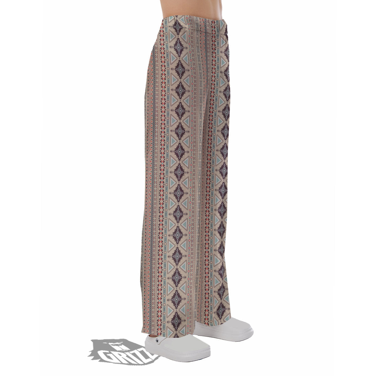 Aztec Beige Print Pattern Pajama Pants-grizzshop