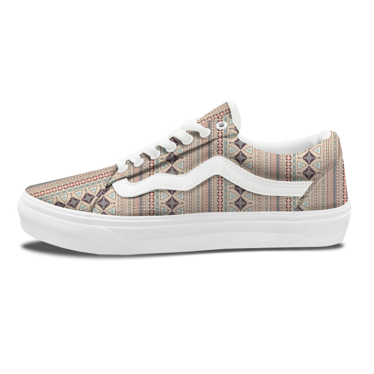 Aztec Beige Print Pattern Skate Shoes-grizzshop