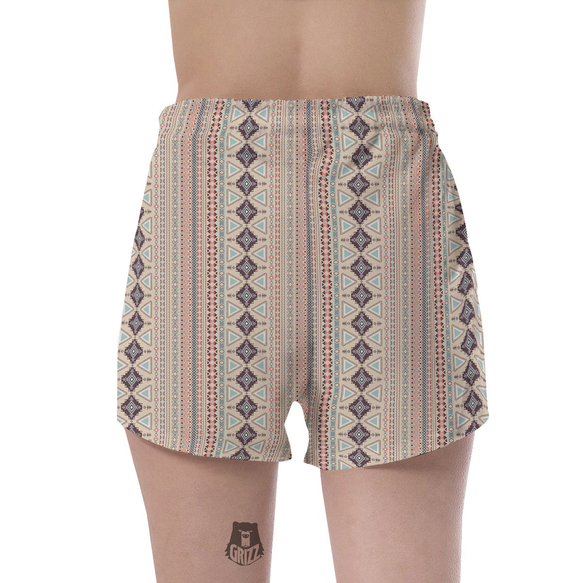 Aztec Beige Print Pattern Women's Shorts-grizzshop