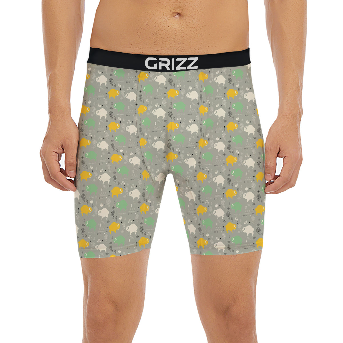 Aztec Bison Print Pattern Boxer Briefs-grizzshop
