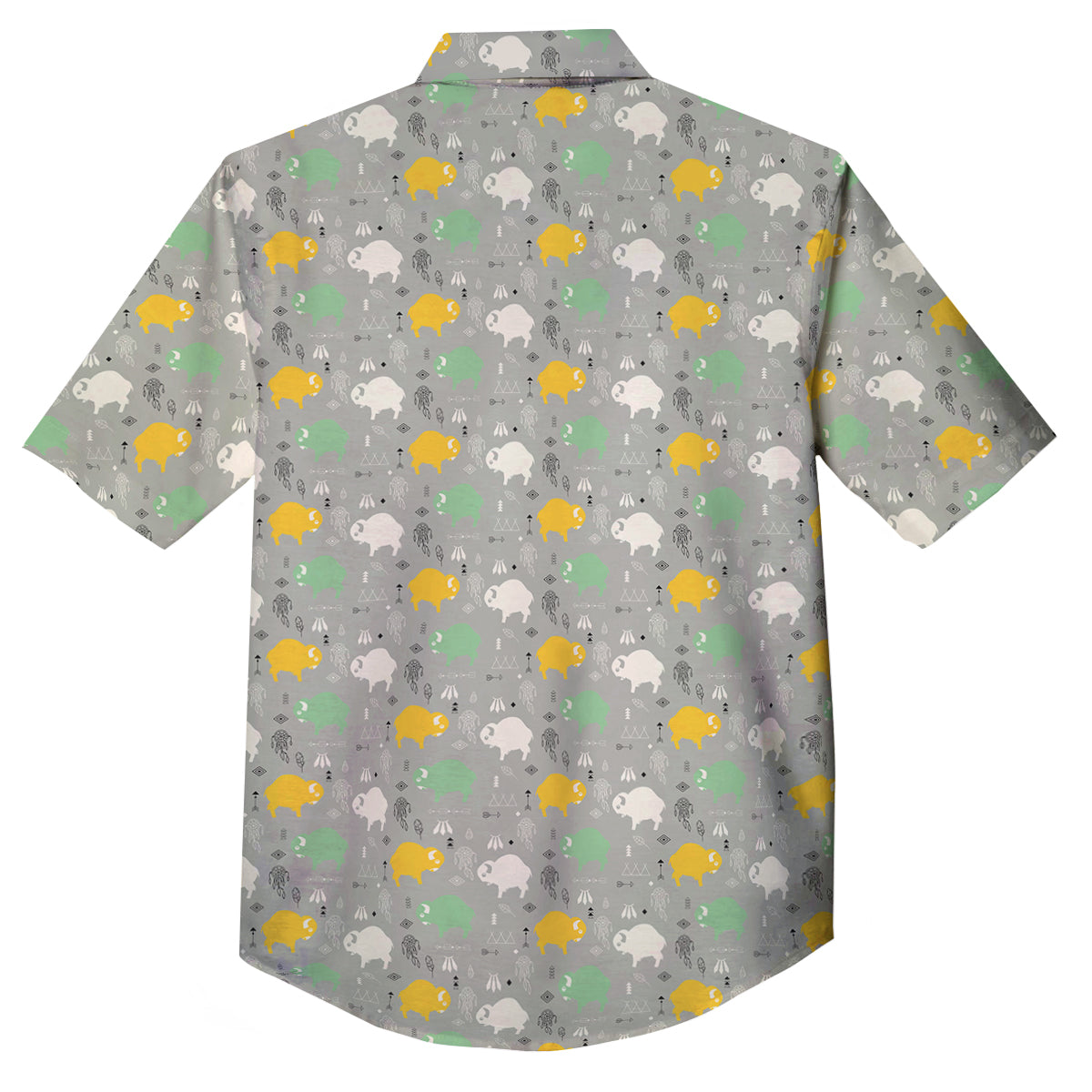 Aztec Bison Print Pattern Button Up Shirt-grizzshop