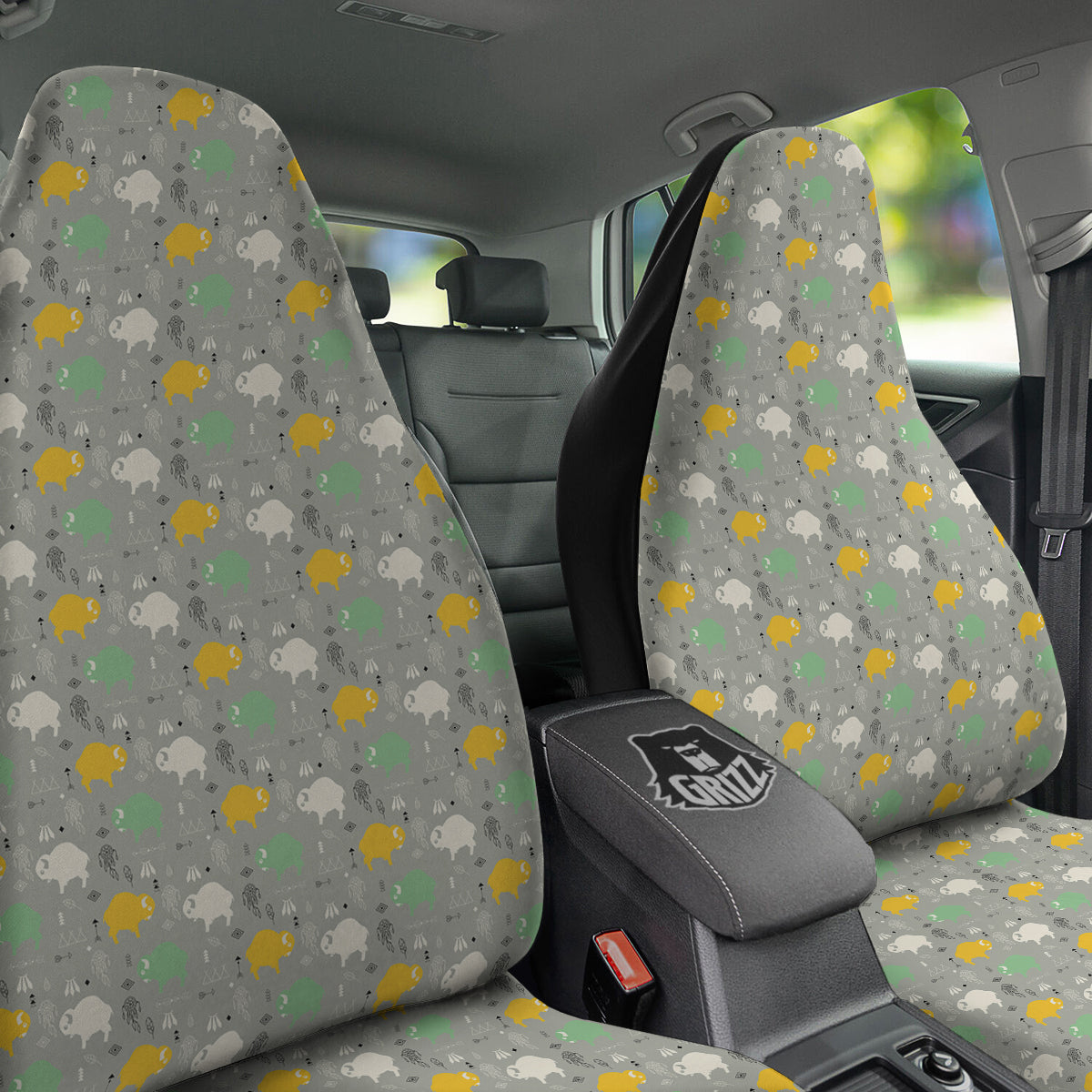 Aztec Bison Print Pattern Car Seat Covers-grizzshop