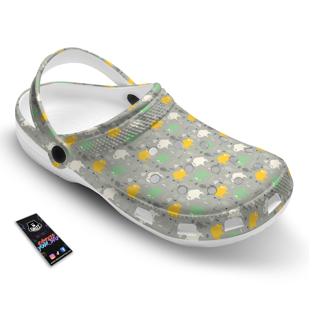 Aztec Bison Print Pattern Clog-grizzshop