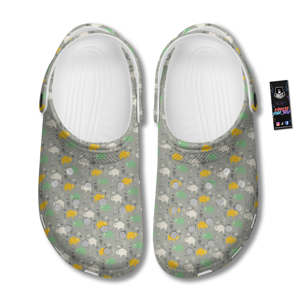 Aztec Bison Print Pattern Clog-grizzshop