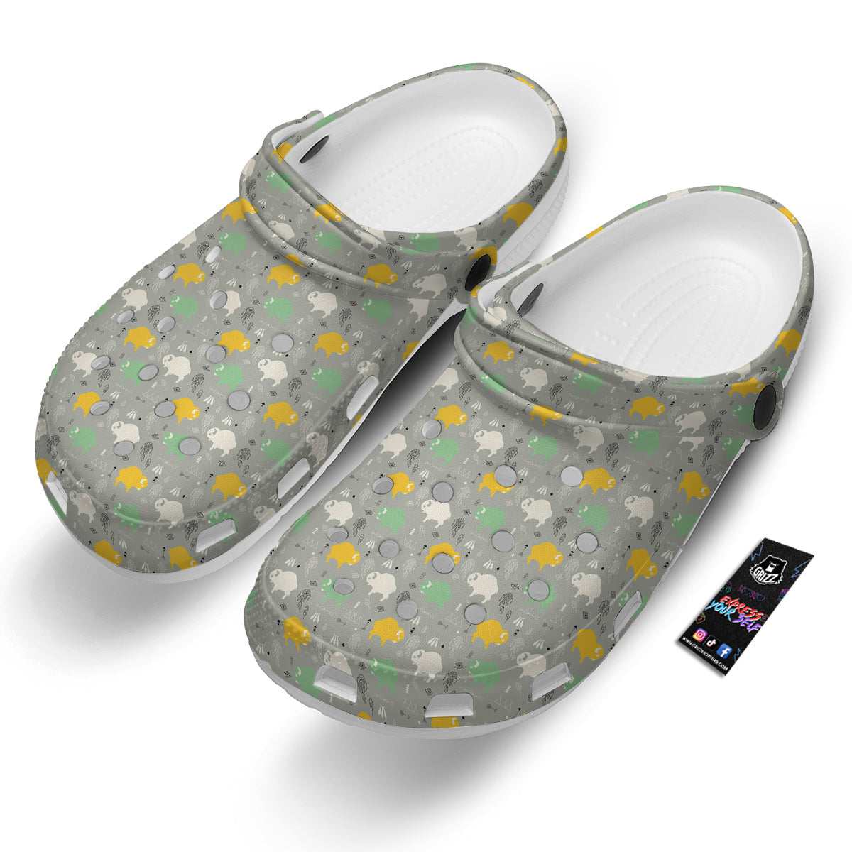 Aztec Bison Print Pattern Clog-grizzshop