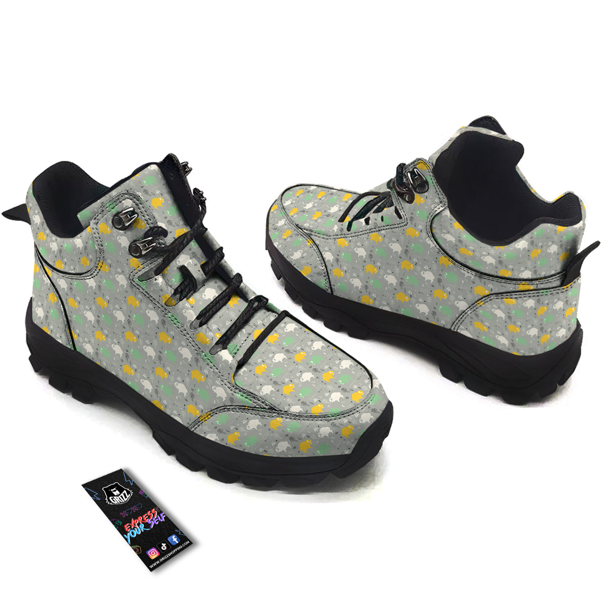 Aztec Bison Print Pattern Hiking Shoes-grizzshop
