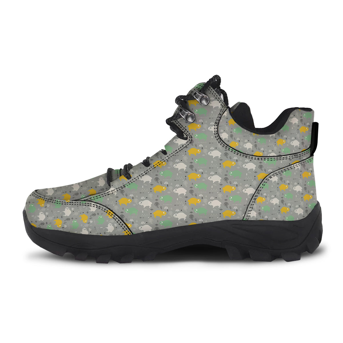 Aztec Bison Print Pattern Hiking Shoes-grizzshop