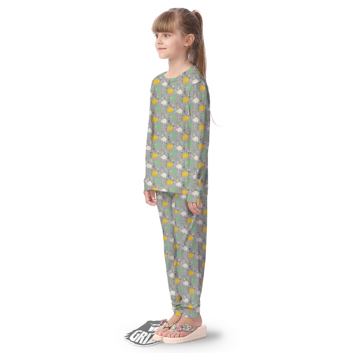 Aztec Bison Print Pattern Kid's Pajamas-grizzshop
