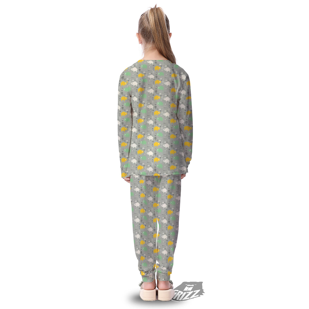 Aztec Bison Print Pattern Kid's Pajamas-grizzshop