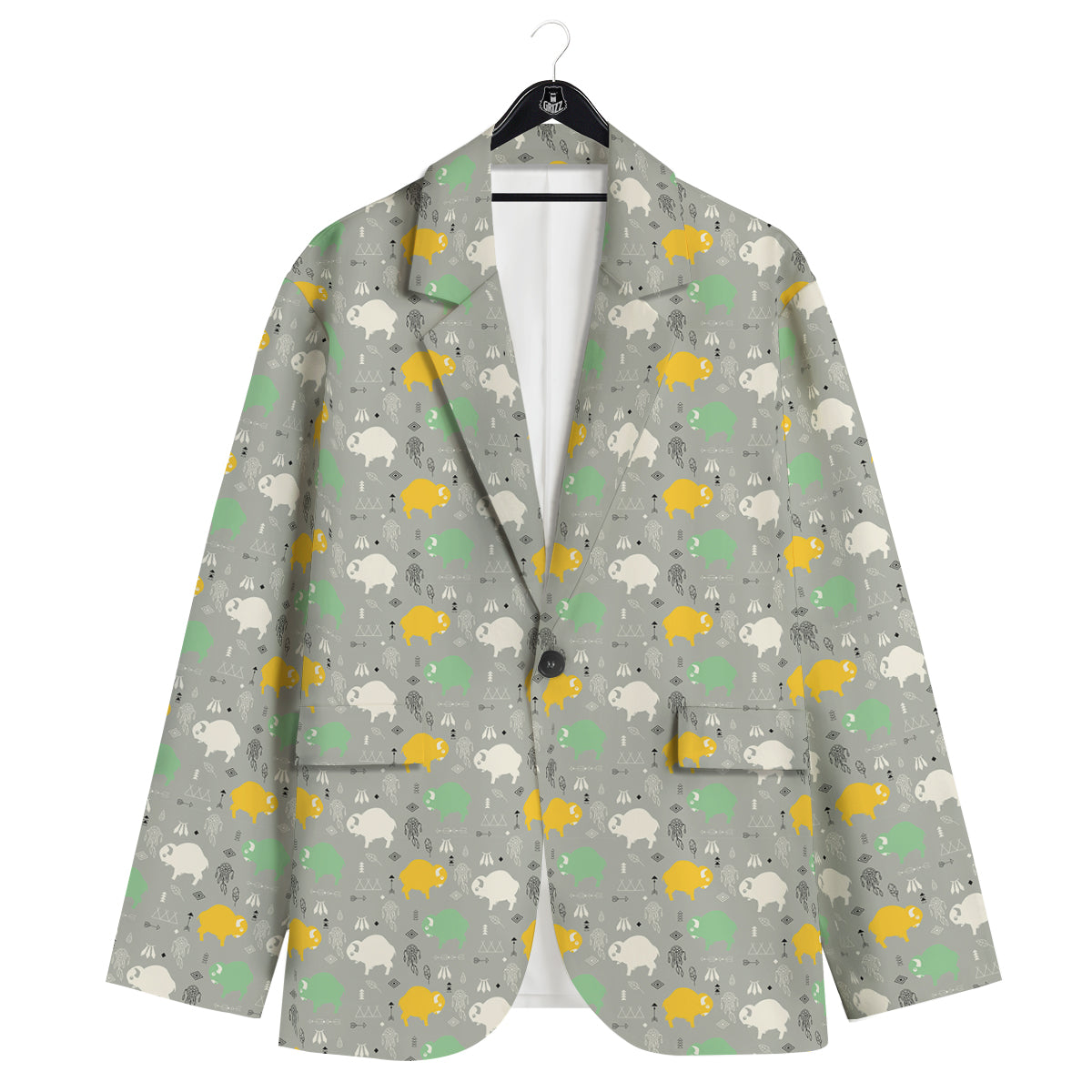 Aztec Bison Print Pattern Men's Sport Coat-grizzshop