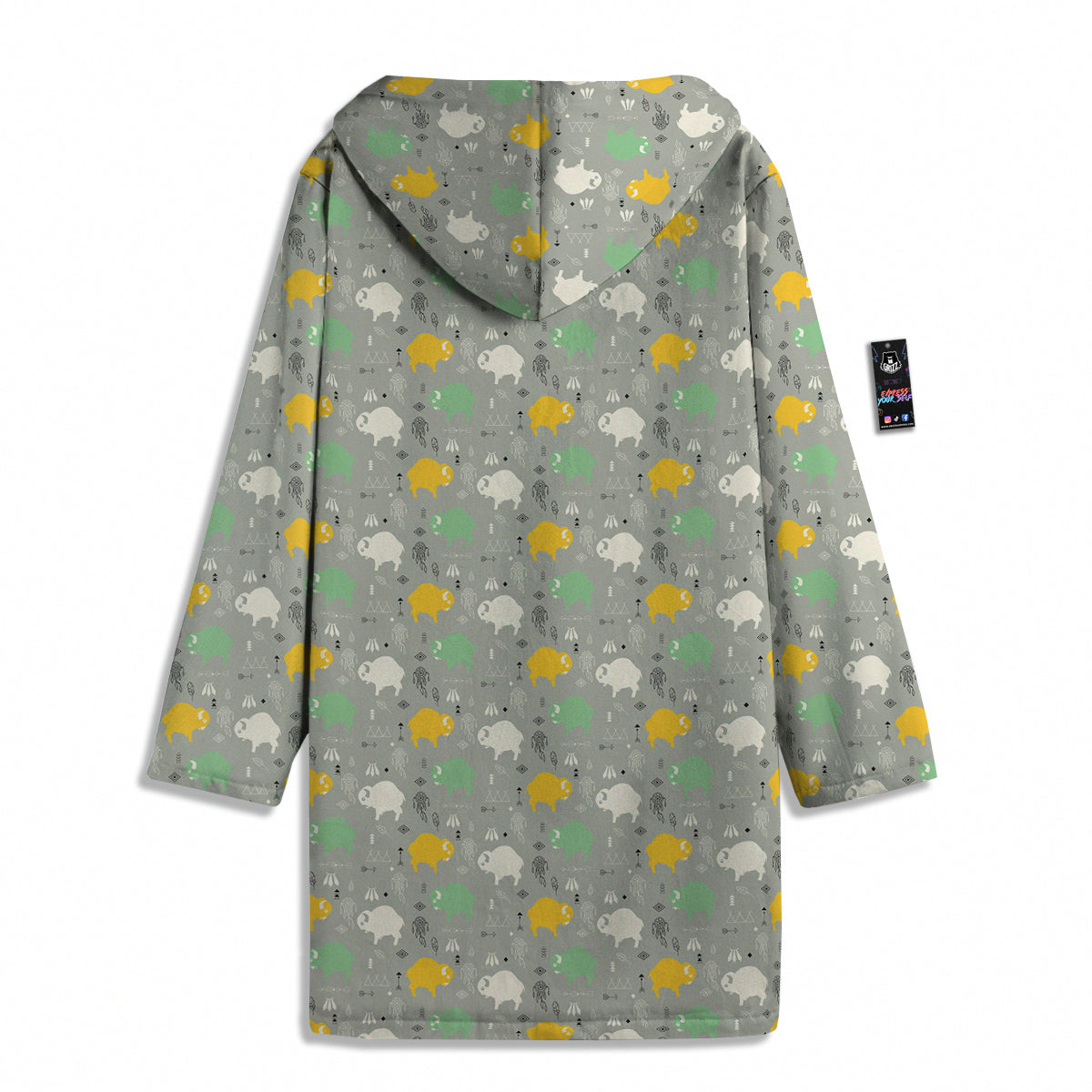 Aztec Bison Print Pattern Men's Windbreaker Jacket-grizzshop