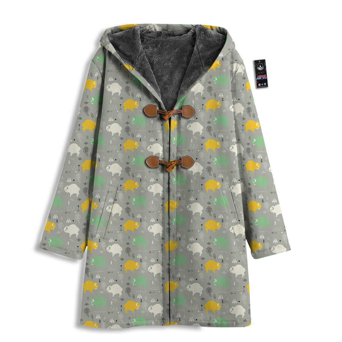 Aztec Bison Print Pattern Men's Windbreaker Jacket-grizzshop