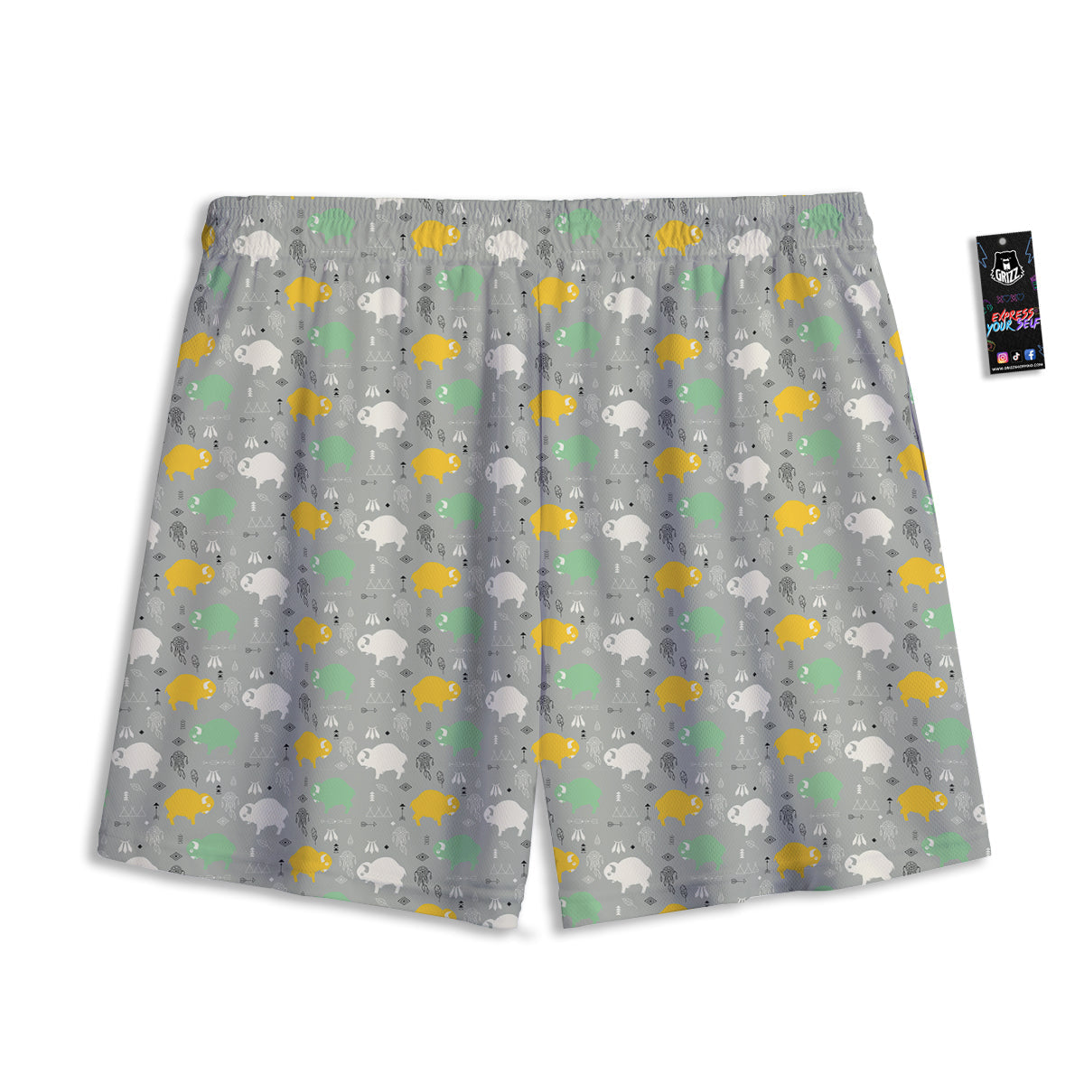 Calendar Geometric Zodiac Print Mesh Shorts
